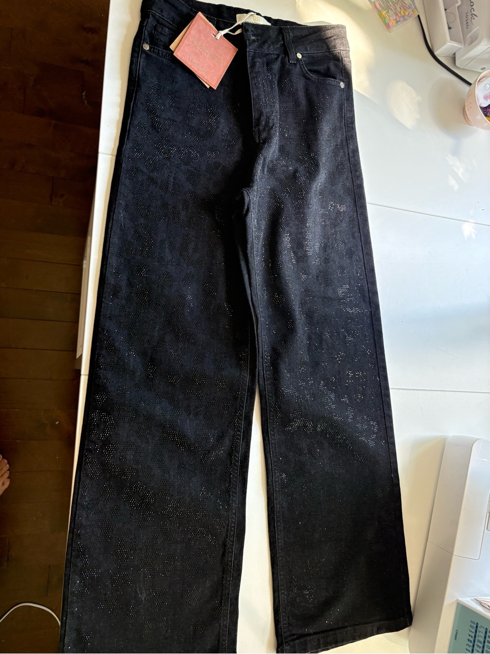 Rinascimento Black Men's Straight-Leg Pants with Subtle Sparkle